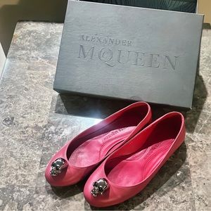 Alexander McQueen Skull Leather Pink Ballet Flats.  37. Like New 100% authentic.